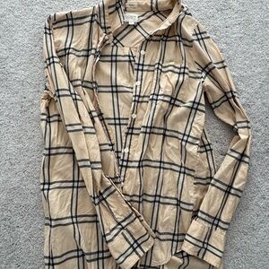 J. Crew Beige and Black Checkered Men's Shirt
